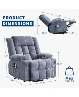 Power Lift Recliner Chair for Seniors with Heat & Massage, 3-Position Electric Recline, 2 Cup Holder, 2 Side Pocket, USB Port, Remote Control