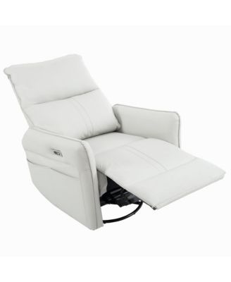 270° Swivel Power Recliner Chair with USB Charging,Overstuffed Rocking Recliner,PU Glider for Living