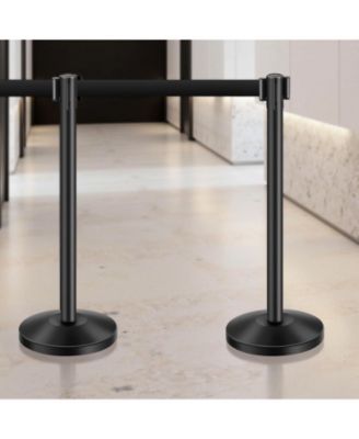 6 Piece Crowd Control Stanchion Set with Retractable Belts for Exhibitions