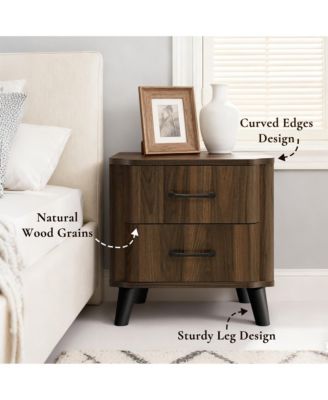 Mid Century Modern Nightstand, Walnut Night Stand with Curved Edge, Nightstand with Drawers