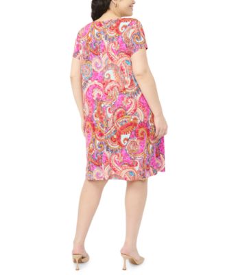 Plus Size Short-Sleeve Printed Dress