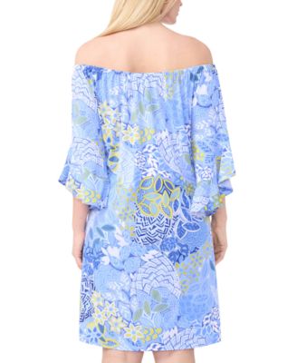 Plus Size Printed Off-The-Shoulder Dress