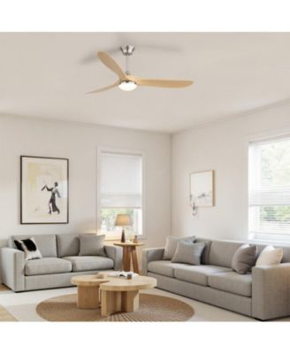 60-inch Modern Sand Nickel 3-blade Ceiling Fan Light With Remote Control Supports Mobile Phone Connection And Voice Function