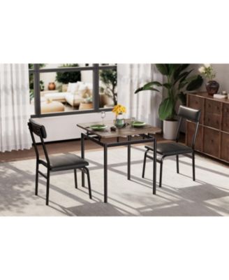 3Pcs Small Kitchen Table Set for 2, Wooden Dining Table Set for 2, Farmhouse Table Set with Table and Chair for Small Rooms or Flats