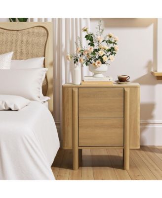 Mid-Century 2-Drawer Nightstand, 23.6'' Engineered Wood Accent Table