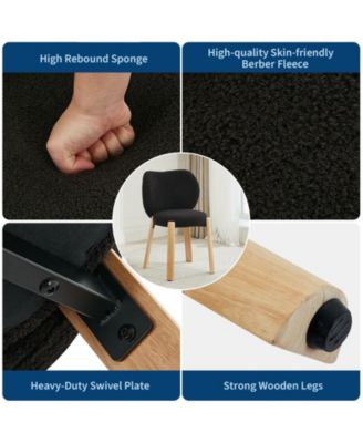 1PC Heart-Back Teddy Vanity Chair, Armless Small-Space Seating, 300LBS Capacity, Fits Under 24" Desks