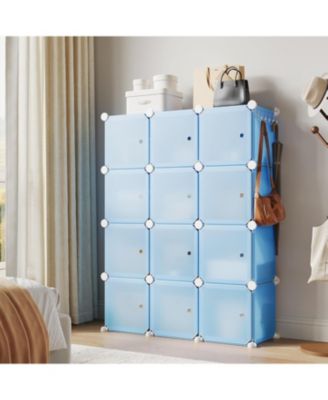 Space-Saving Modular Shoe Storage Cabinet – 12-Cube Stackable Organizer with Doors
