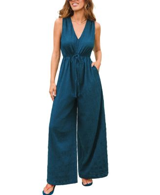Women's V-Neck Zipper Closure Jumpsuit