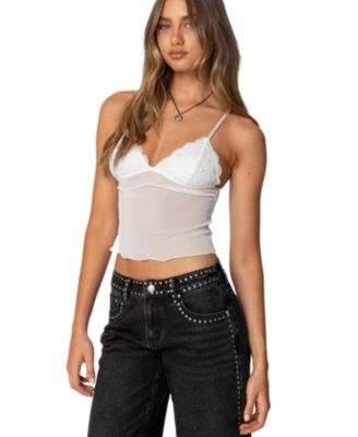Women's Malika Lacey Sheer Mesh Tank Top