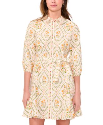 Petite Belted Collared Shirt Dress