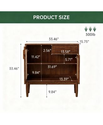 Solid Wood Cabinet with Glass Doors and Shelves for Kitchen and Living Room