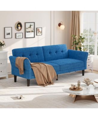 89 Inch Futon Sofa Bed, Modern Sleeper Couch with Adjustable Backrest & Armrest, Convertible Futon Couch for Living Room, Bedroom