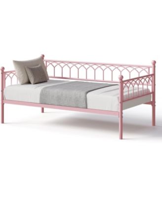 Twin Metal Daybed Sofa Bed Frame with Steel Slat Support, Heavy-Duty, Space-Saving Design for Small Living Rooms or Bedrooms