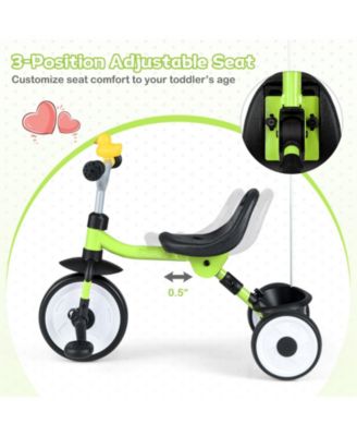Toddler Tricycle with 3-Position Seat and Storage Basket for Kids