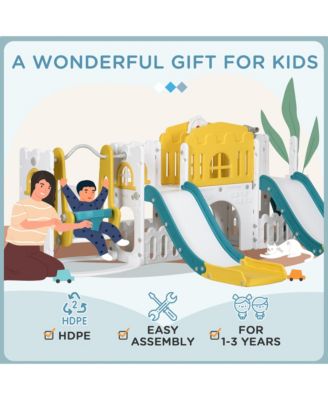 8 in 1 Toddler Slide and Swing Set with 2 Slides for Ages 1-3,