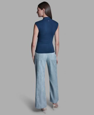 Women's V-Neck Sleeveless Wrap Detail Top