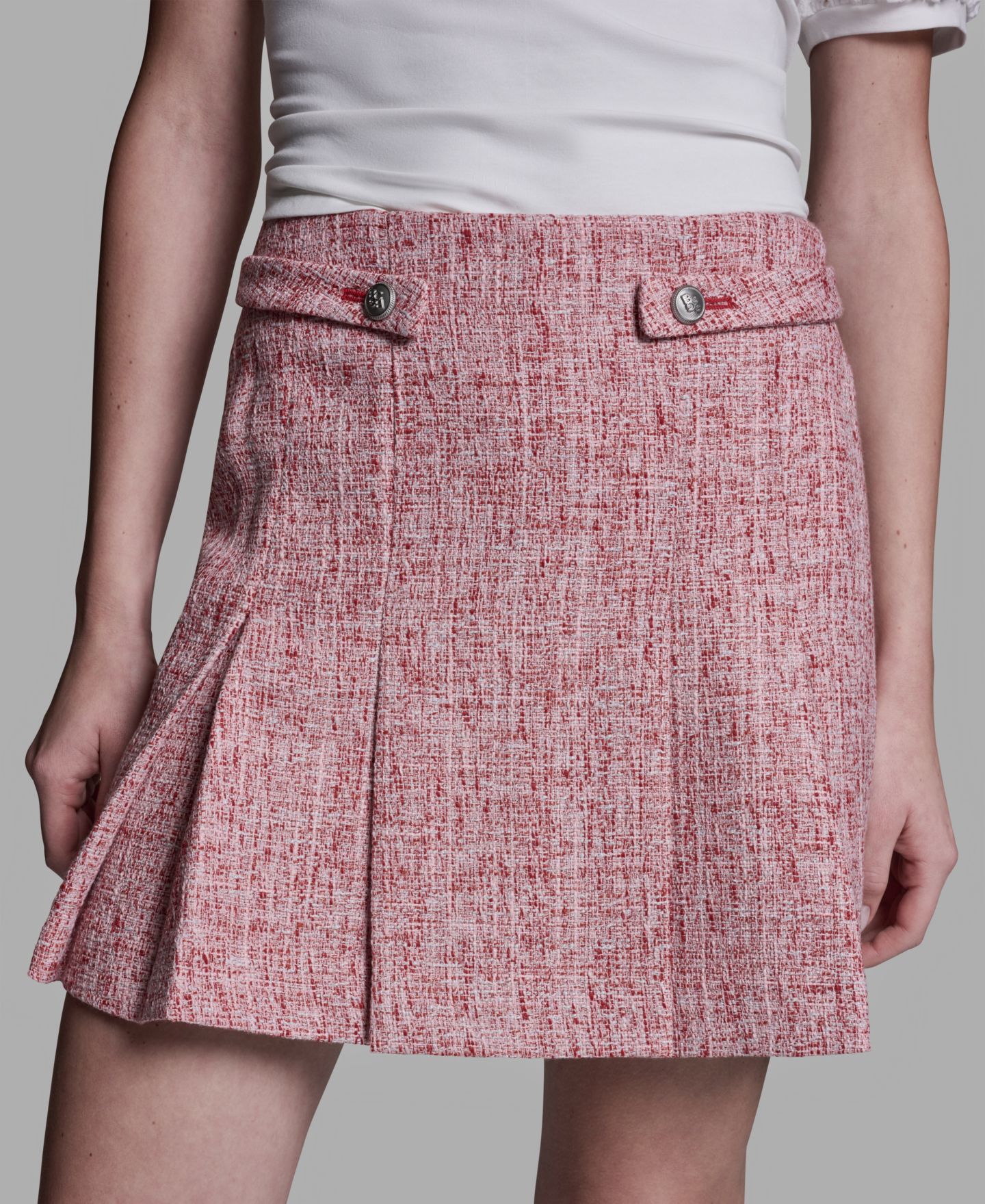 Женская юбка BCBG Pleated Mini, цвет: Красный разноцветный — фото 3