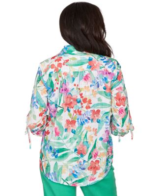 Petite Tropical Print Woven Top