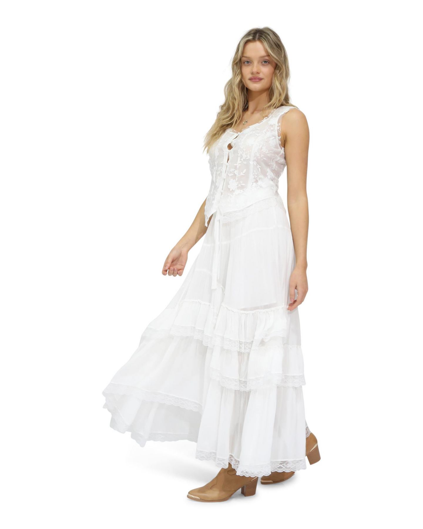 Женская юбка Belle & Bloom Wanderlace Ruffle Maxi, цвет: Белый — фото 5
