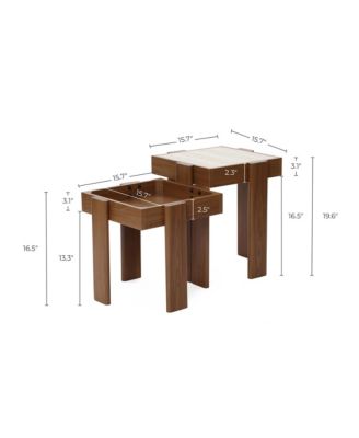 2-Tier Farmhouse Side Table, Engineered Wood Sofa or Bedside Storage Stand