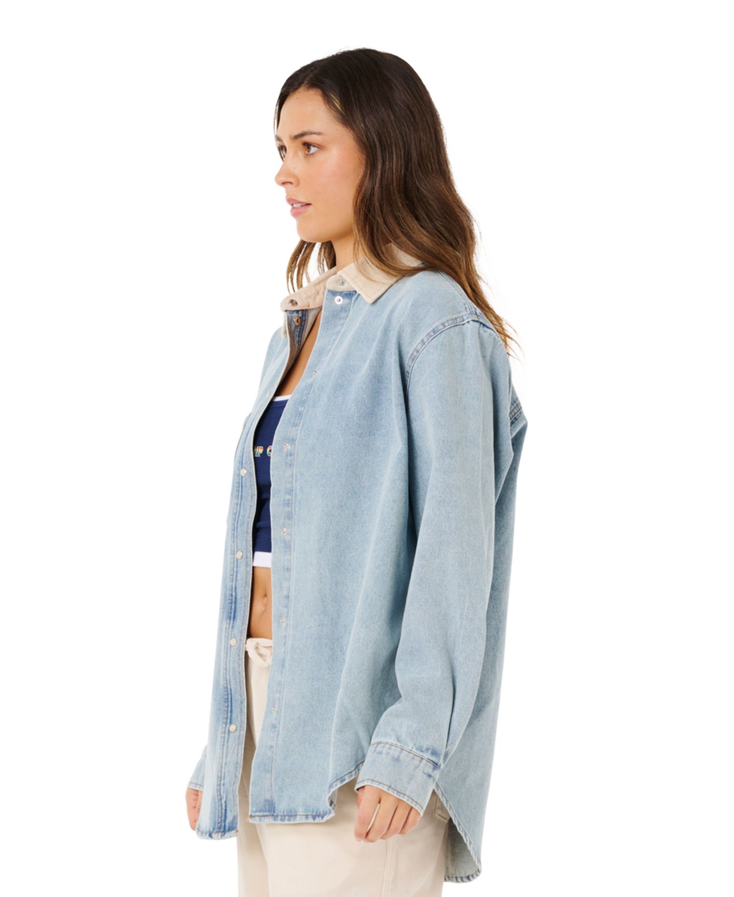Women's Surf Side Relaxed Collared Denim Jacket