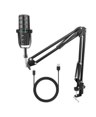XLR/USB Mic Kit: Noise Cancel/Echo/Mute/Volume with Boom Stand for Gaming/Podcast/Streaming/Recording on PC/Mac/PS4/PS5/Phone/Mixers