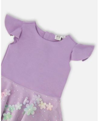 Big Girls Bi-Material Dress Mauve
