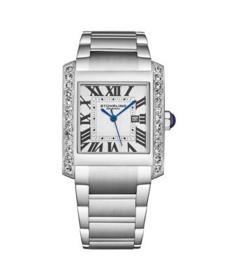 Elan 4088.1 Women s Rectangular Quartz Watch, Silver-Tone Stainless Steel Bracelet, Roman Numeral Dial & Date