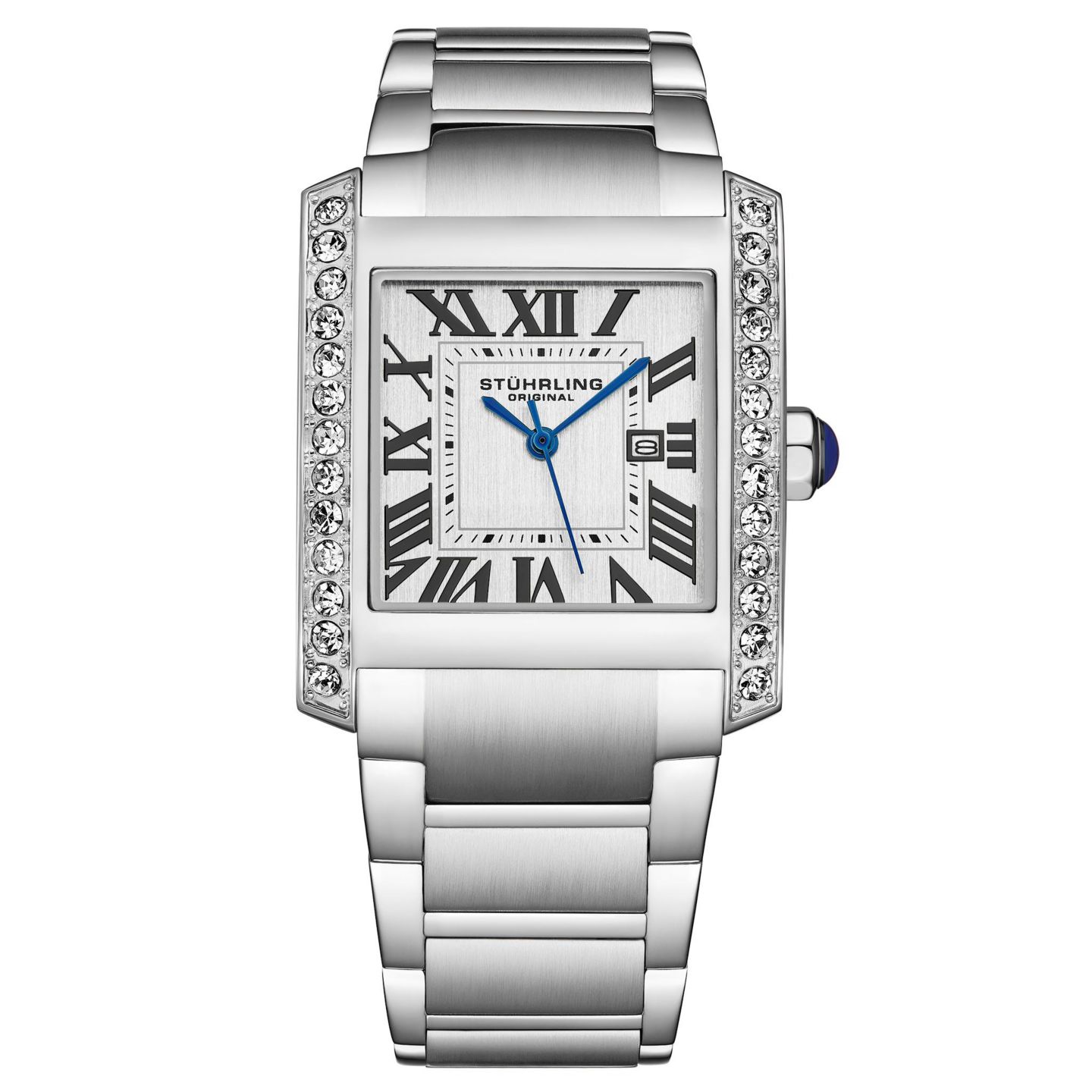 Женские кварцевые часы Stuhrling Elan 4088.1, стальной браслет, римские цифры, дата, цвет: Серебряный — фото 1