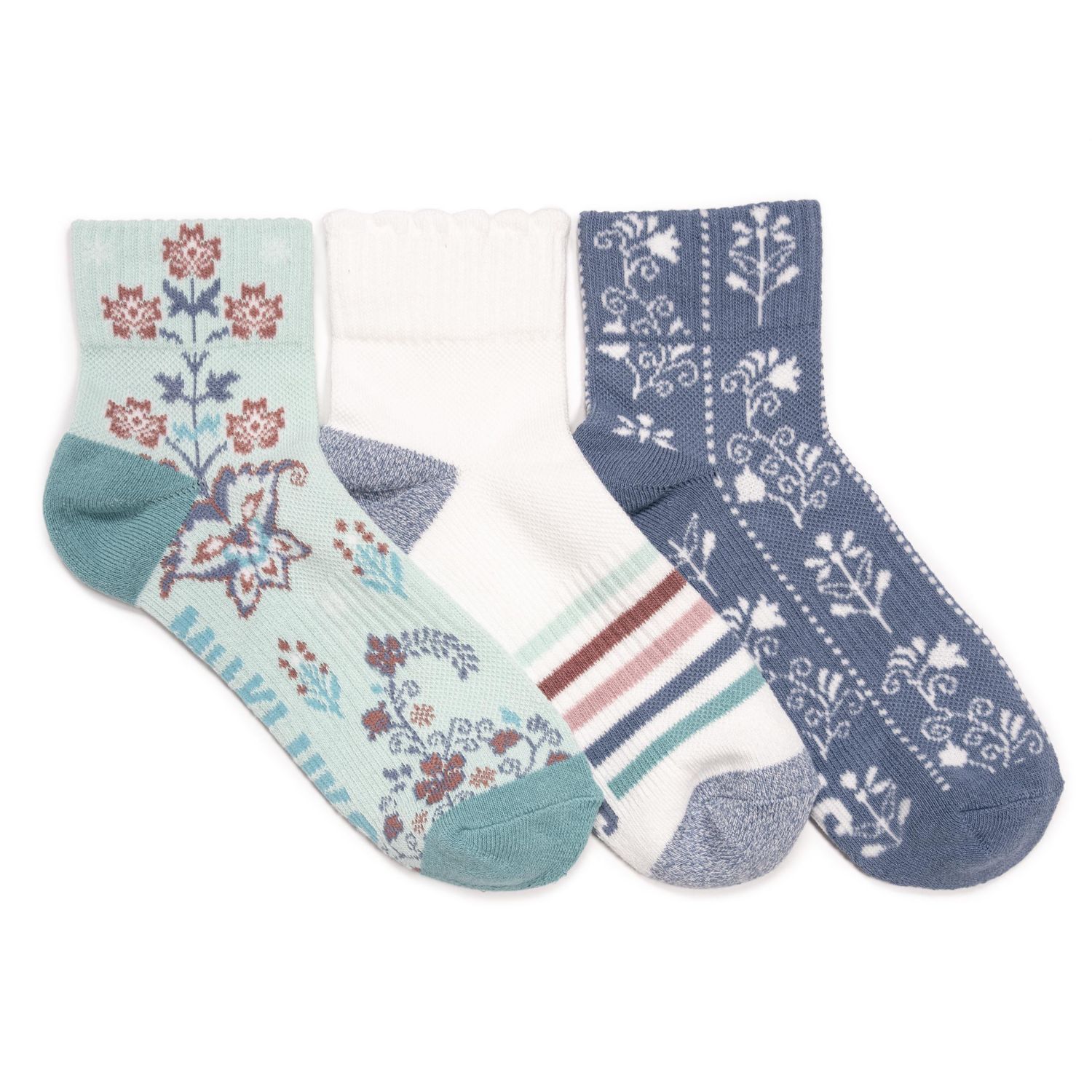 Women's Cotton Compression Mini Crew Ankle Socks, 3 Pair Pack