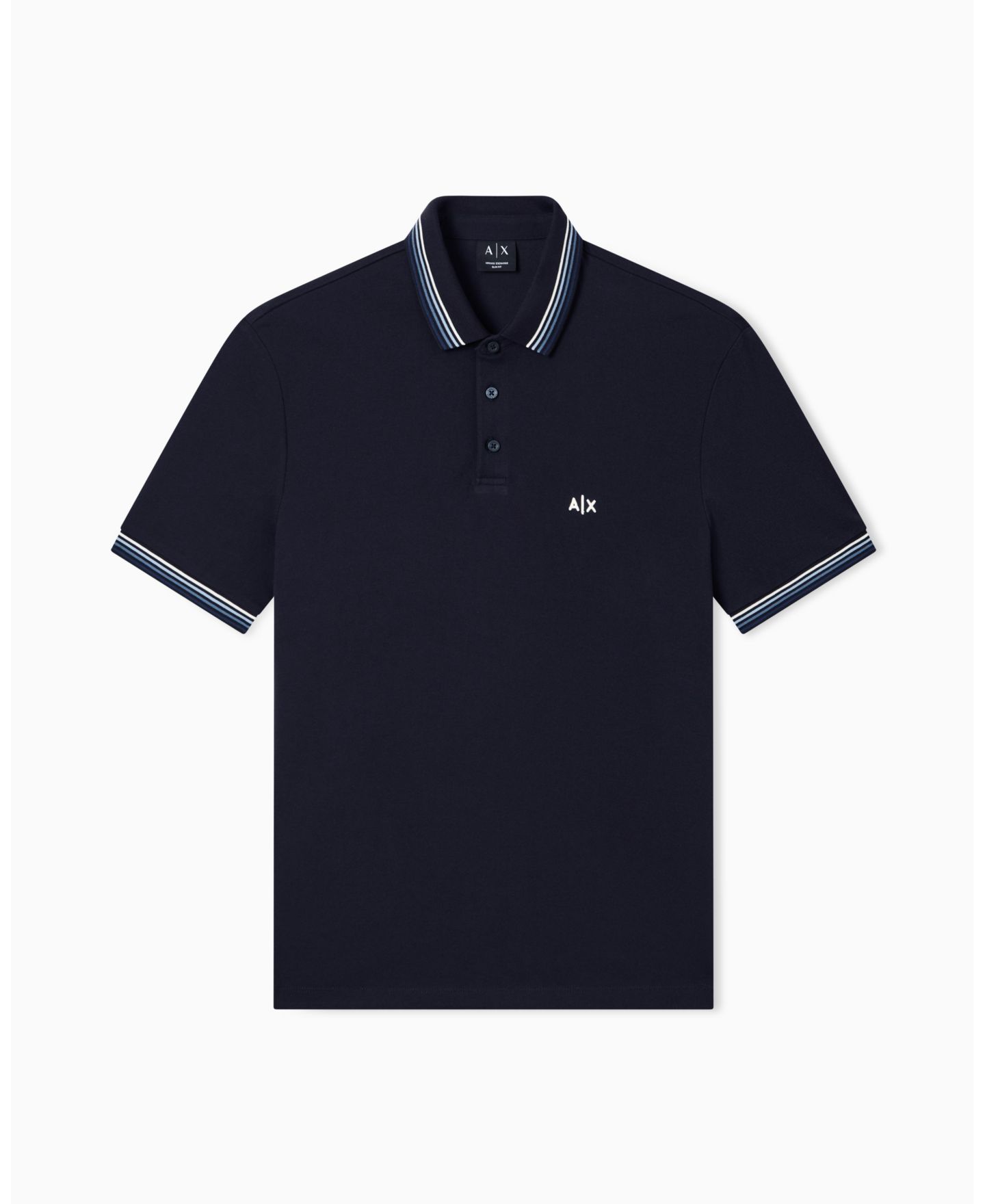Мужское поло A|X Armani Exchange Short Sleeve Pique Tipping Polo Shirt, цвет: Глубокий тёмно-синий — фото 2