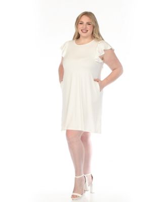 Plus Size Crew Neck Ruffle-Sleeve Dress