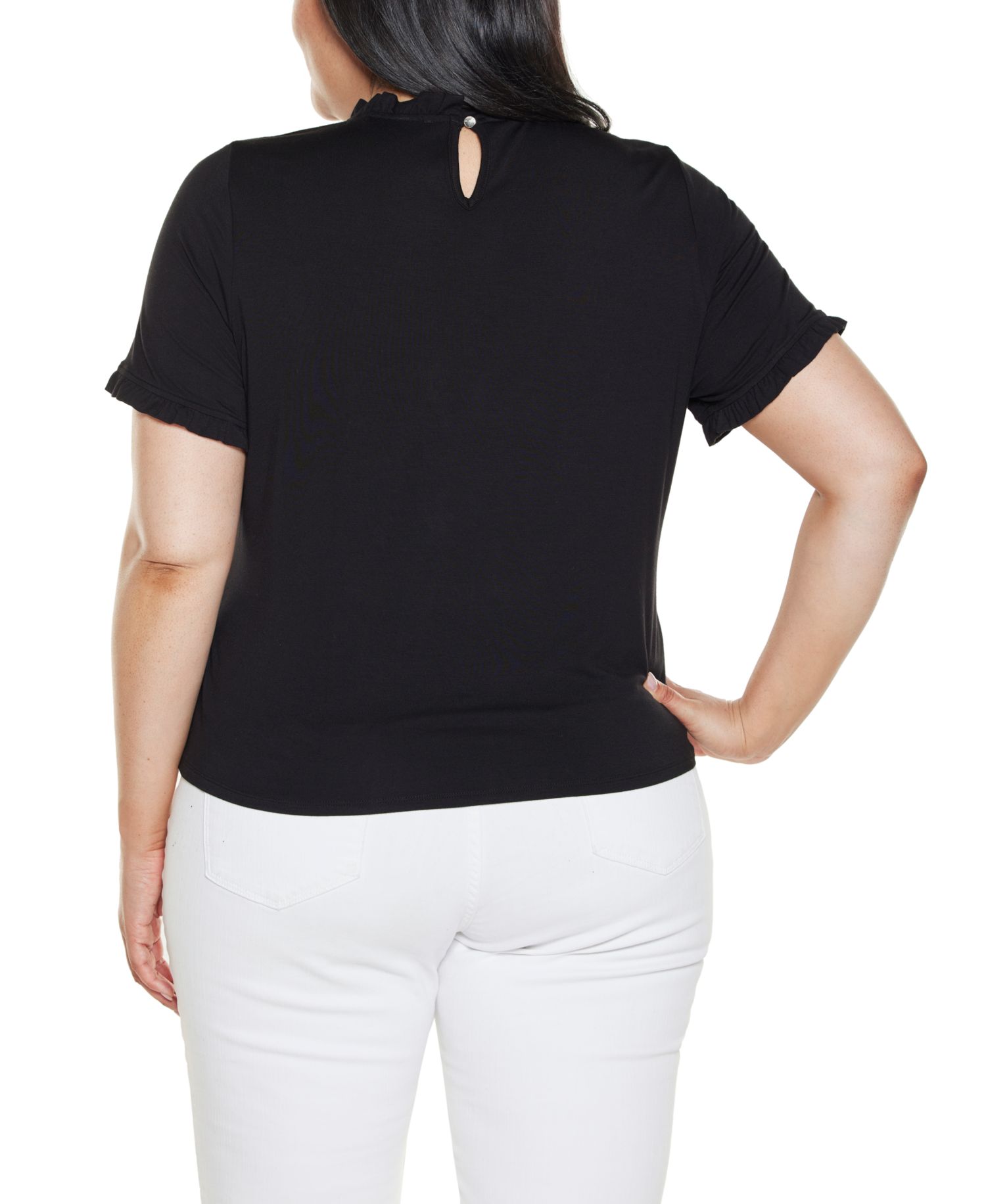 Plus Size Ruffle-Trim Grommet Knit Top