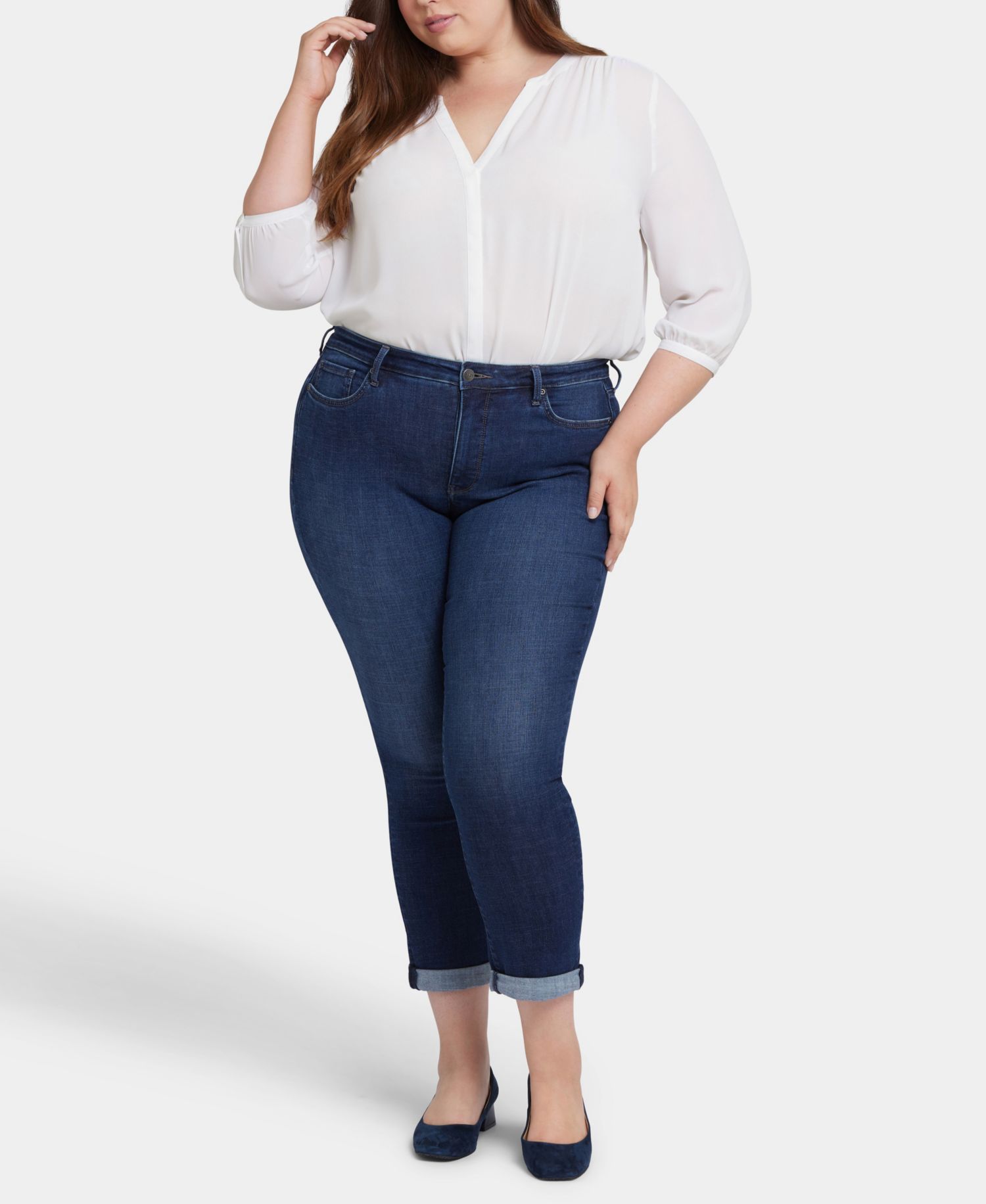 Plus Size Sheri Slim Ankle Roll Cuff Jeans