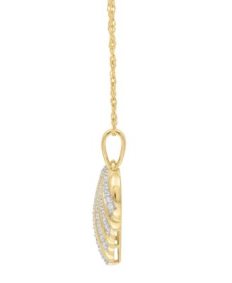 Diamond Pendant Necklace (1/5 ct. t.w.) in 10k Yellow Gold White Rhodium