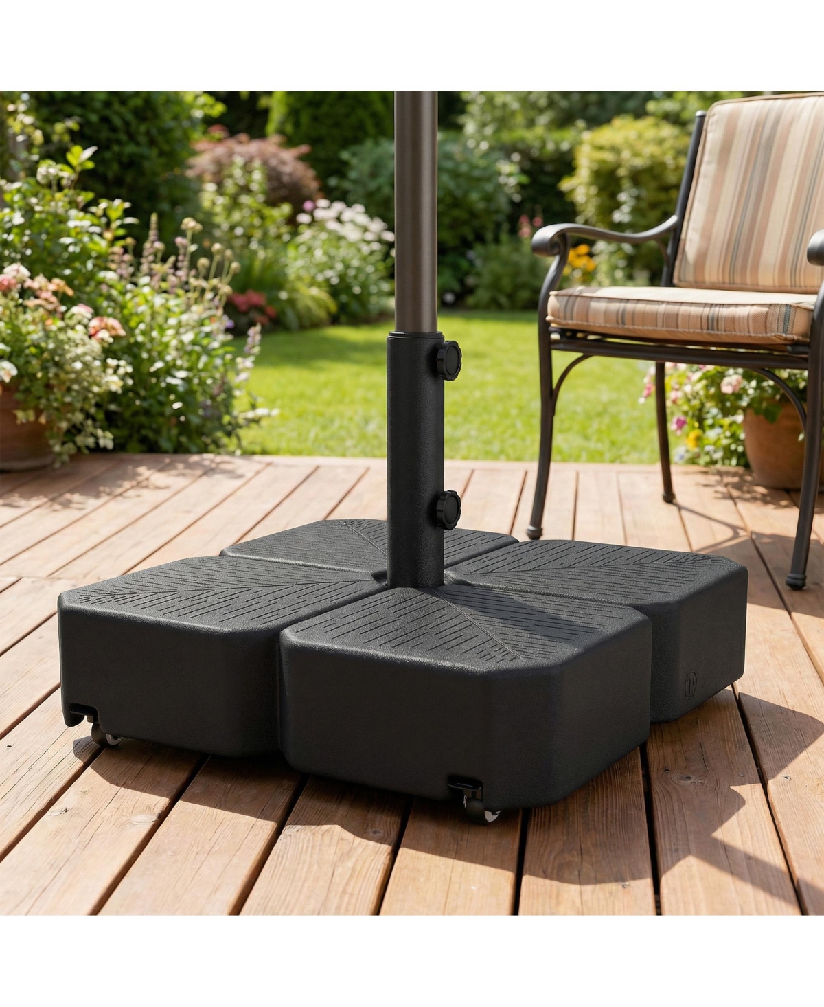 Outsunny Patio Umbrella Base with Wheels for 1.5"/1.9" Poles,