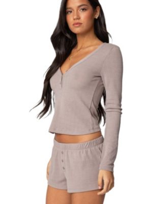 Women's Keely Pointelle Henley Top