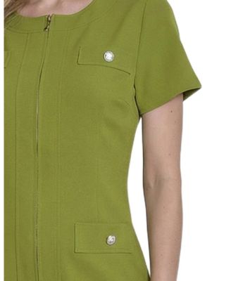 Petite Short-Sleeve Pleat Hem Dress