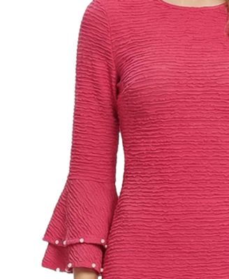 Petite Long-Sleeve Dress With Bell Cuffs