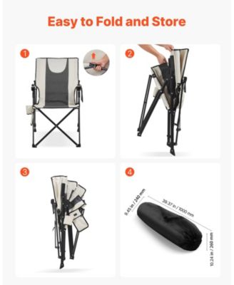 Heated Camping Chair, High Back Folding Chair with 3 Heat Settings, Padded Seat, Armrests & Cupholder, 260 lb Capacity