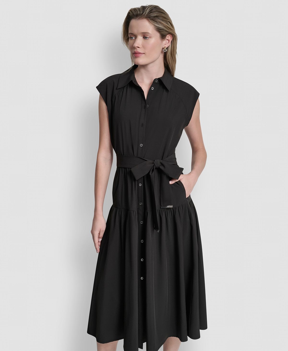 DKNY Women's Cap-Sleeve Drop Waist Shirt Dress view 2 — MAYCSS fashion products