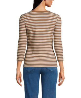 Women's 3/4 Sleeve Polished Rib Henley Top