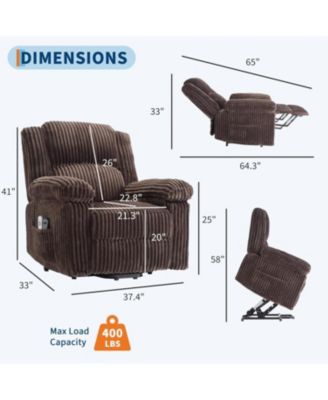 Power Lift Recliner Chair - Heat and Massage, Electric Lift Plush Recliner with Soft Padded Seat, Back Support & Armrests