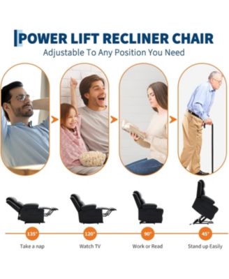 Oversized Power Lift Recliner Chair for Elderly, Electric Lift Chair with Vibration Massage and Lumbar Heating