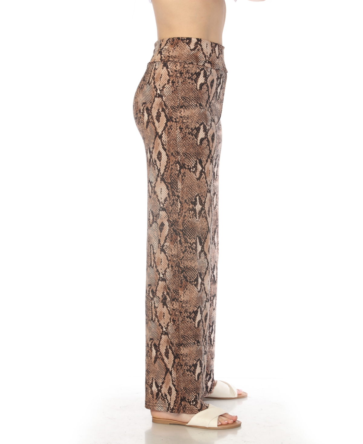 White Mark Women's High-Waist Floral Wide-Leg Pants