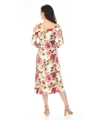 Women's Cold Shoulder 3/4 Sleeve Dress