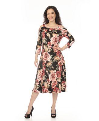 Women's Cold Shoulder 3/4 Sleeve Dress