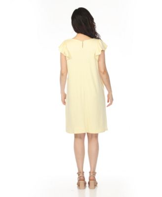Women's Crew Neck Ruffle-Sleeve Dress