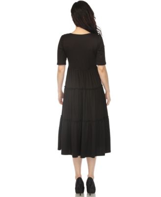 Women's Square Neck Short-Sleeve Tiered Dress