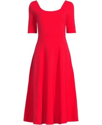 Women's Starfish Elbow Sleeve Midi Fit and Flare Dress